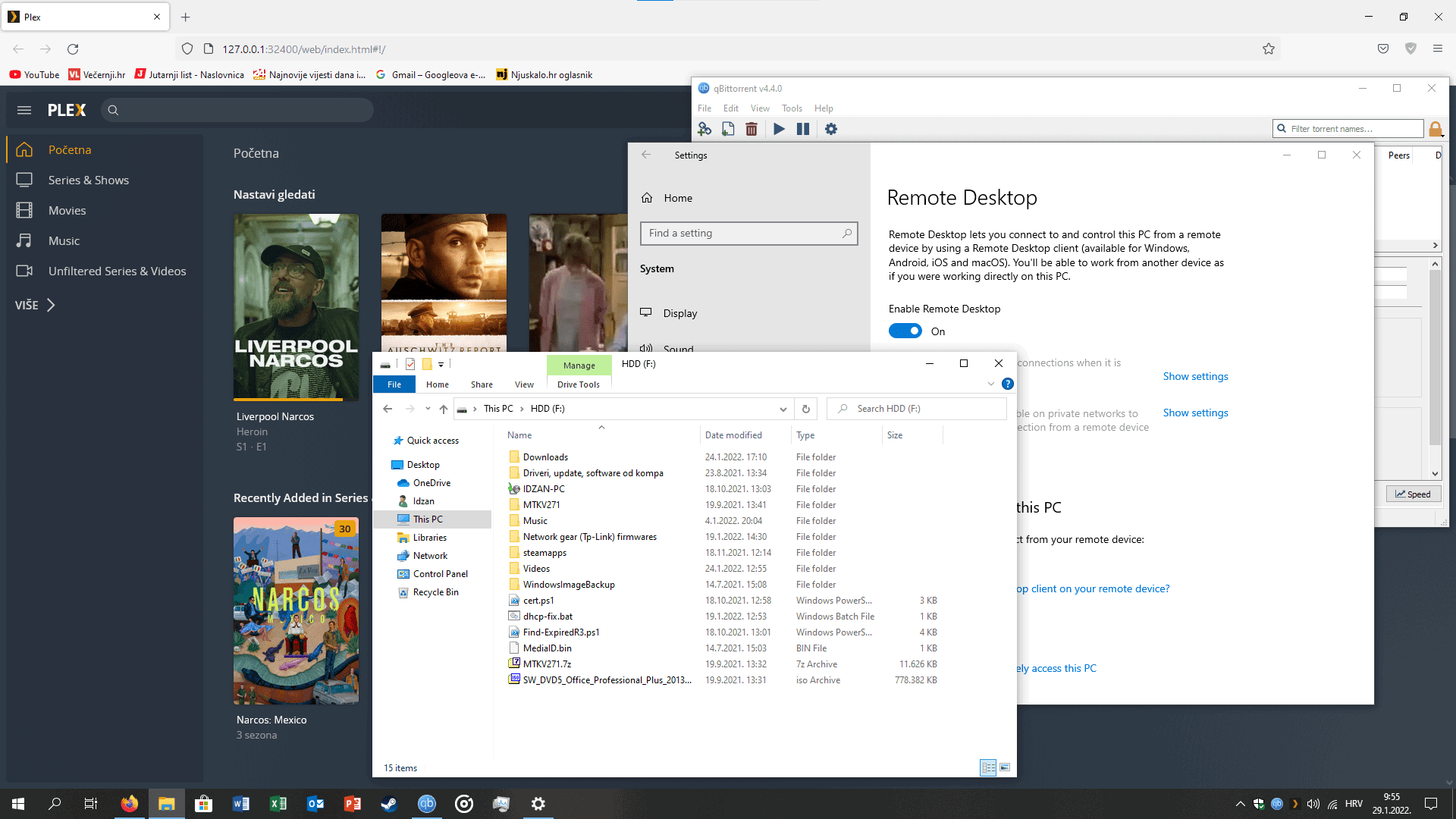 My Home-Lab Server Setup - Plex Server, qBittorrent desktop with Web UI enabled, Remote Desktop and Shared Drive