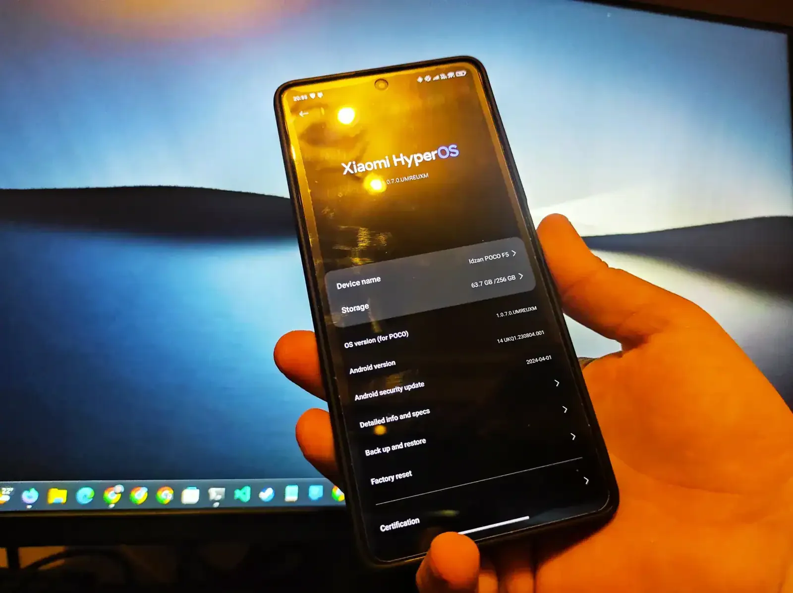 Xiaomi Poco F5 in About option of Settings