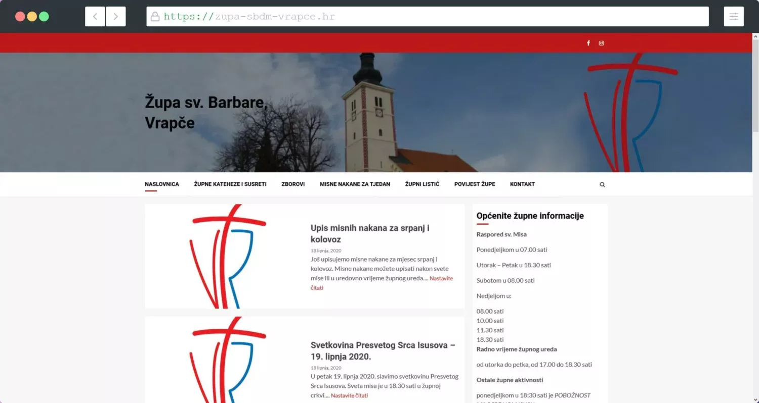 Župa sv. Barbare, Vrapče - Zagreb web stranica