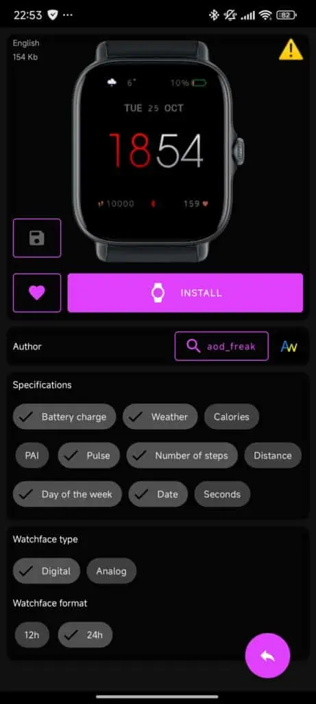 Amazfit GTS 3 Watchface in usage