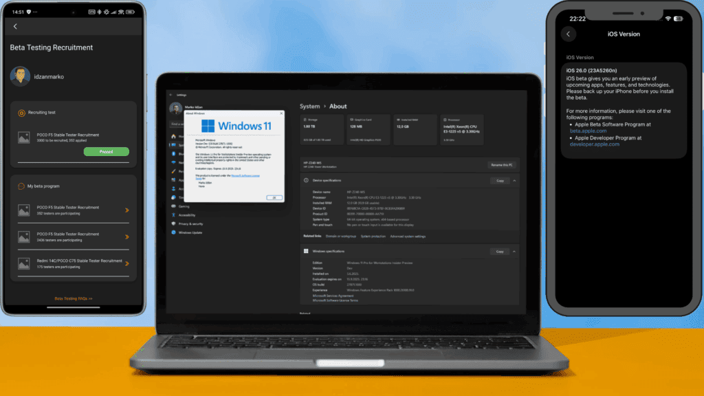 Bleeding-Edge Software: Beta Testing and Personal Insights - Xiaomi Mi Pilot program, Latest Windows 11 Canary Build and iOS 26 on iPhone 13 Pro